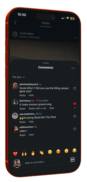 Instagram comments on a phone