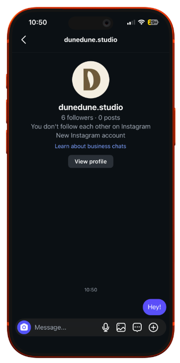 Instagram DM conversation on a phone